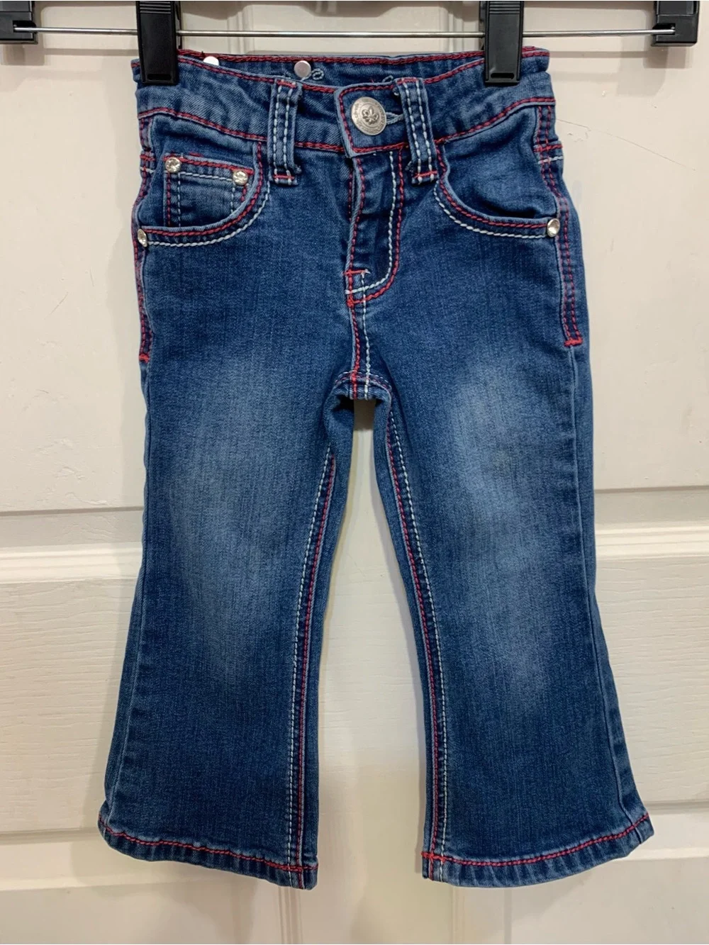 Toddler Girl 2T Wired Heart Bootcut Western Denim Pink & Bedazzled Jean. 3707